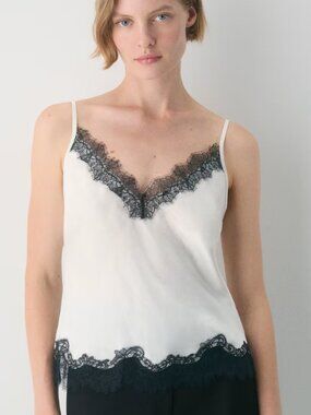 NWT Wilfred Aritzia Motif Satin Camisole Black XL